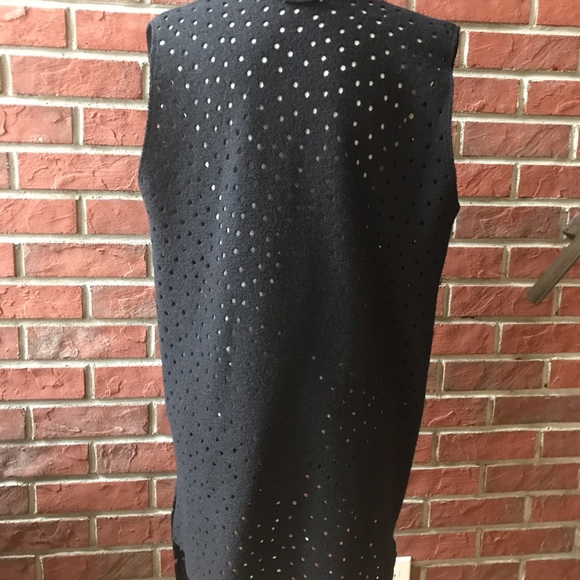 •Unique Wool Long Open Cardigan Wrap Sleeveless Coat Hand Crafted One of a Kind - Picture 13 of 16